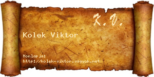 Kolek Viktor névjegykártya